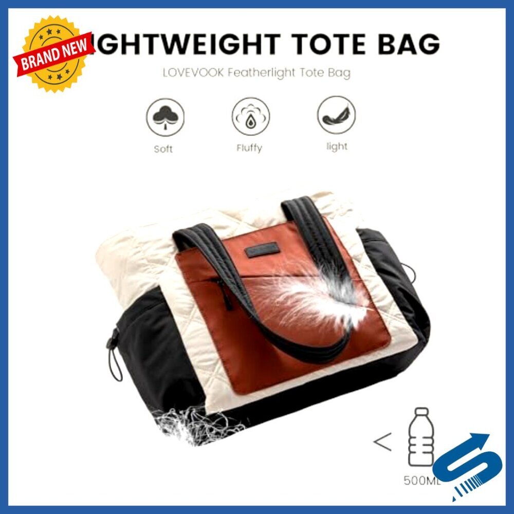 Lightweight Quilted Tote Bag with Luggage Strap, Multiple Pockets - Picture 3 of 7